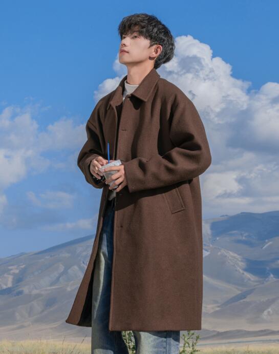 30代メンズファッション 秋冬メンズチェスターコート上品ブラウン