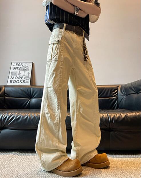 30代メンズファッション メンズ ゆったりカーゴパンツ ワイド デニム風