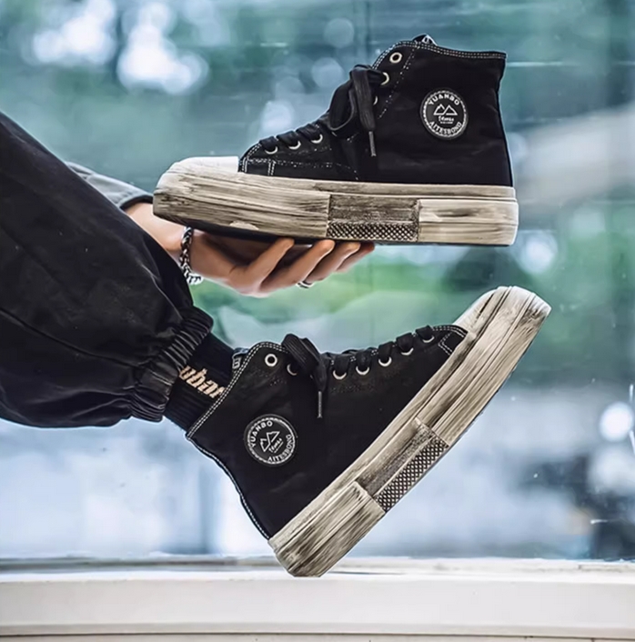 30代メンズファッション メンズ ハイカット キャンバス スニーカー 厚底