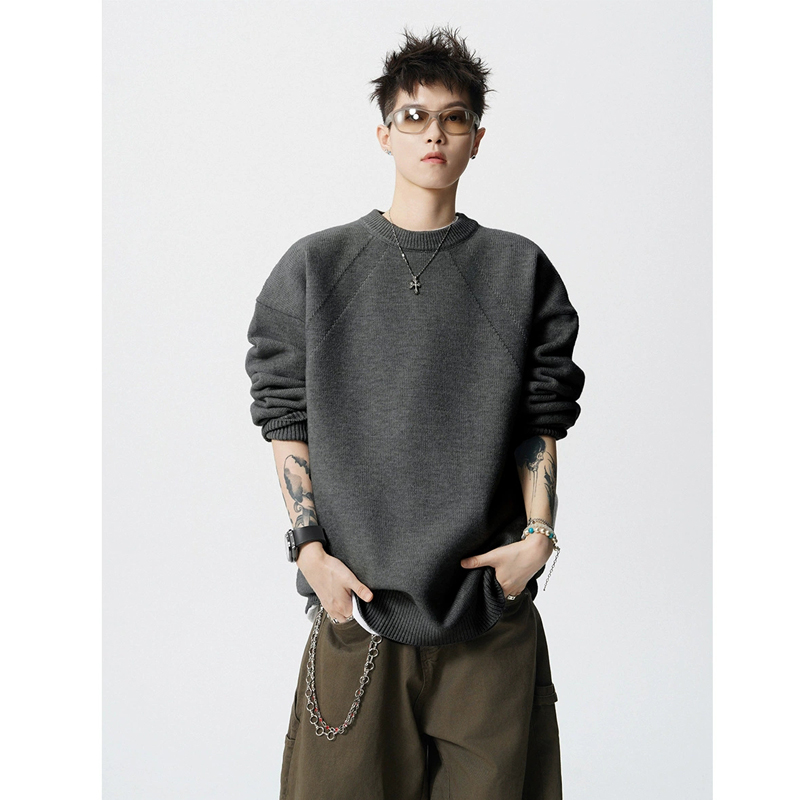 30代メンズファッション 無地長袖ニットセーター秋冬新作トップス