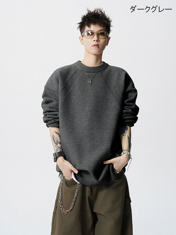 30代メンズファッション 無地長袖ニットセーター秋冬新作トップス
