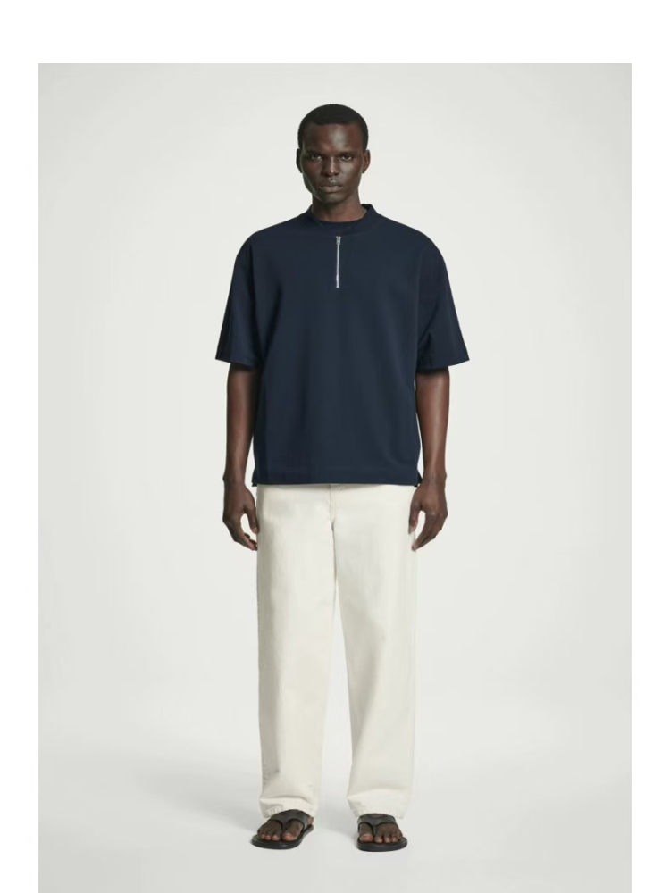 30代メンズファッション ハーフジップ モックネックプルオーバー