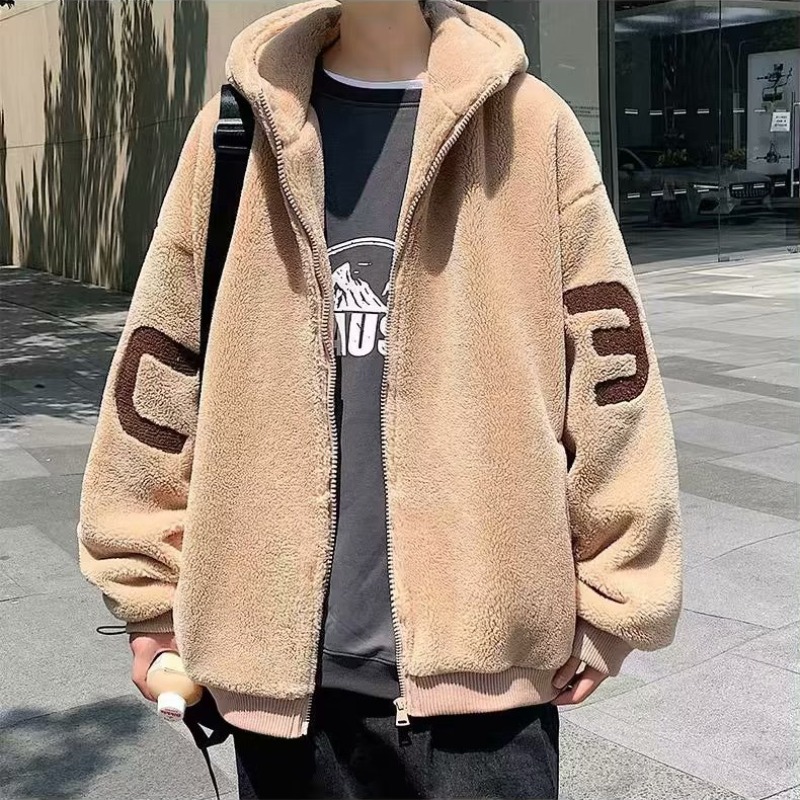 30代メンズファッション もこもこフード付きボアブルゾン