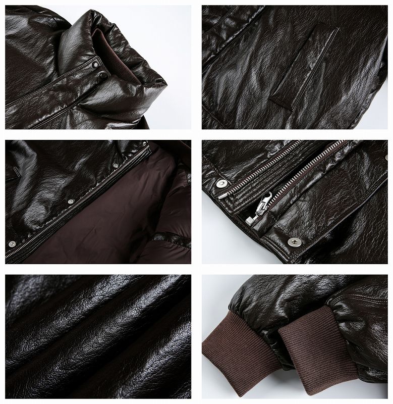 30代メンズファッション 合成皮革ダウンジャケット メンズ防寒アウター秋冬