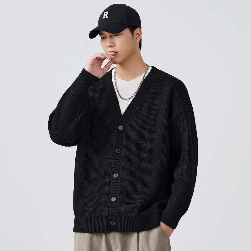 30代メンズファッション ニット編み メンズカーディガン  