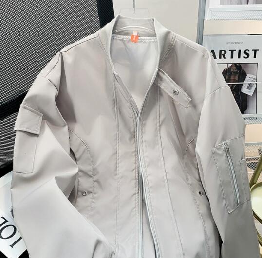 30代メンズファッション メンズ ノーカラー ボンバージャケット