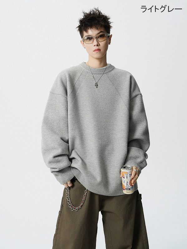 30代メンズファッション 無地長袖ニットセーター秋冬新作トップス