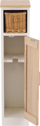 トイレ収納 桐材使用籐かご付きスリム収納ラック