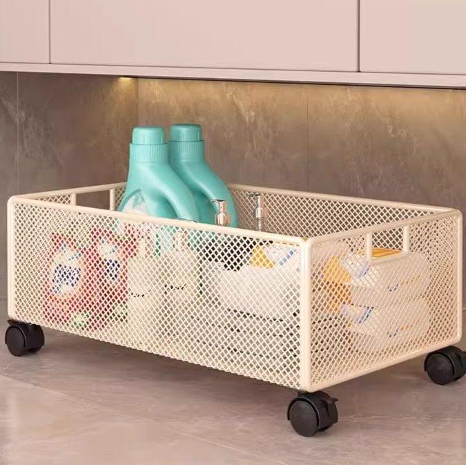 トイレ収納 メッシュ キャスター付き収納ボックス