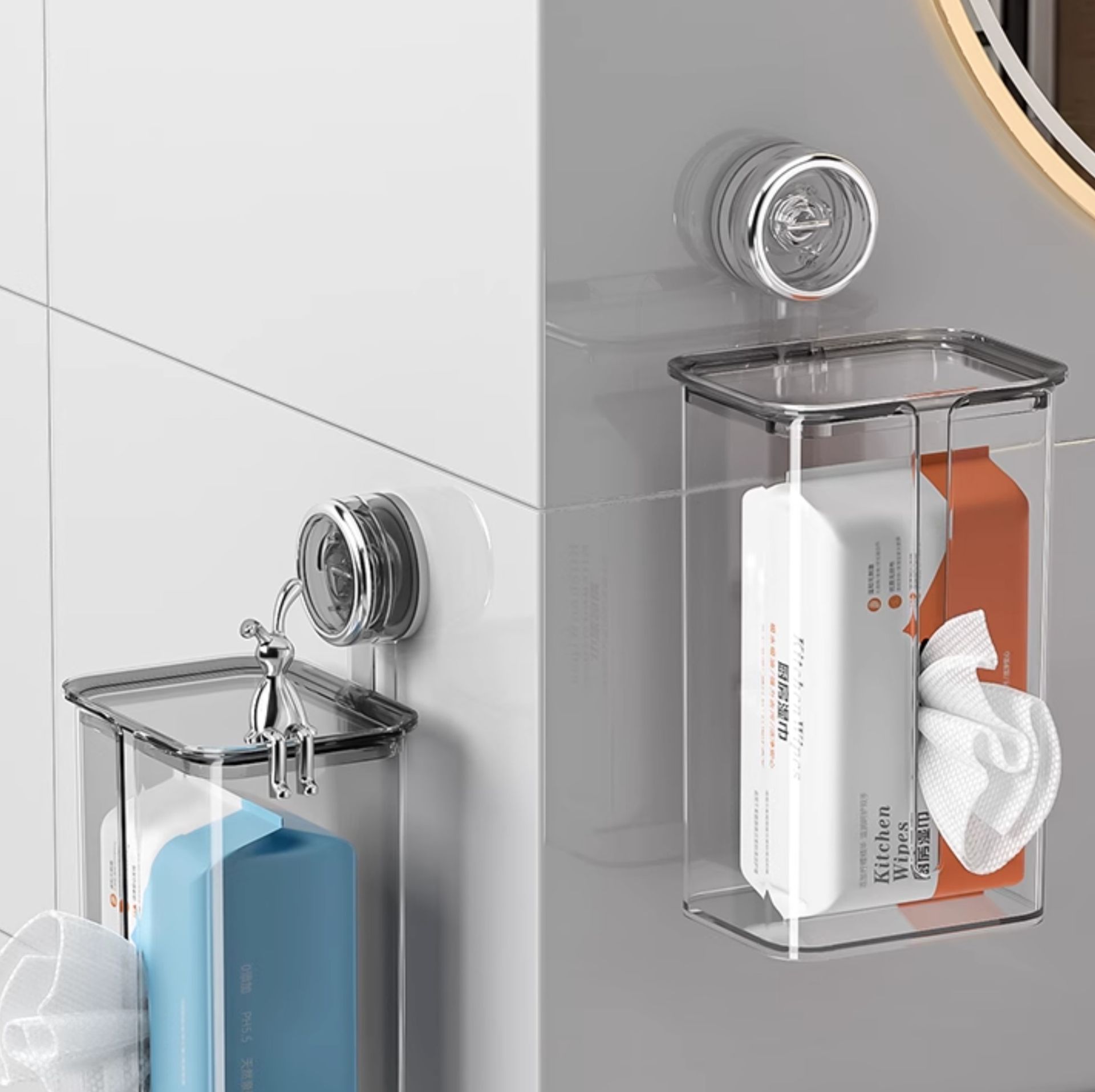 トイレ収納 透明吸盤式ハンドペーパーホルダー
