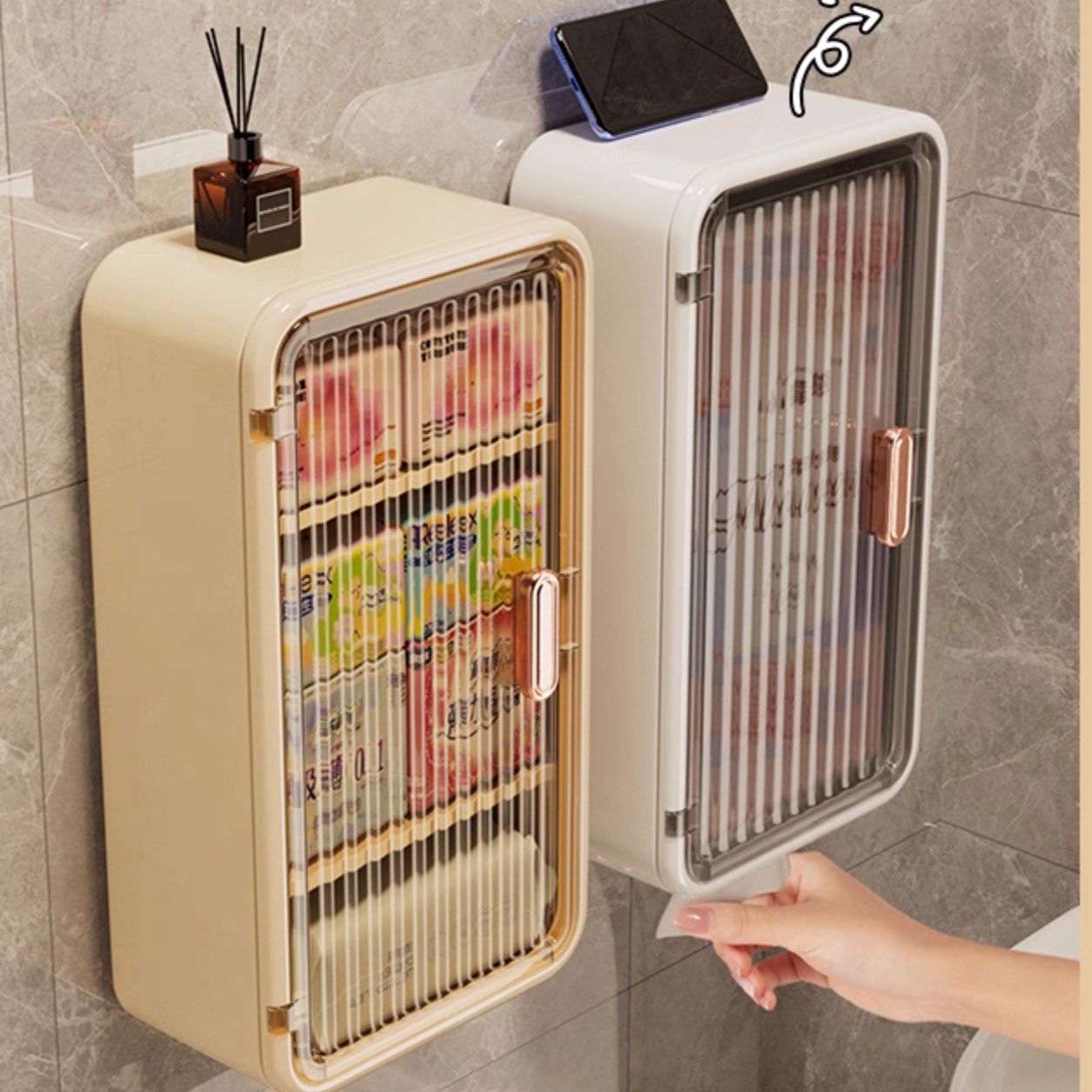 トイレ収納 レトロ冷蔵庫風トイレットペーパー収納