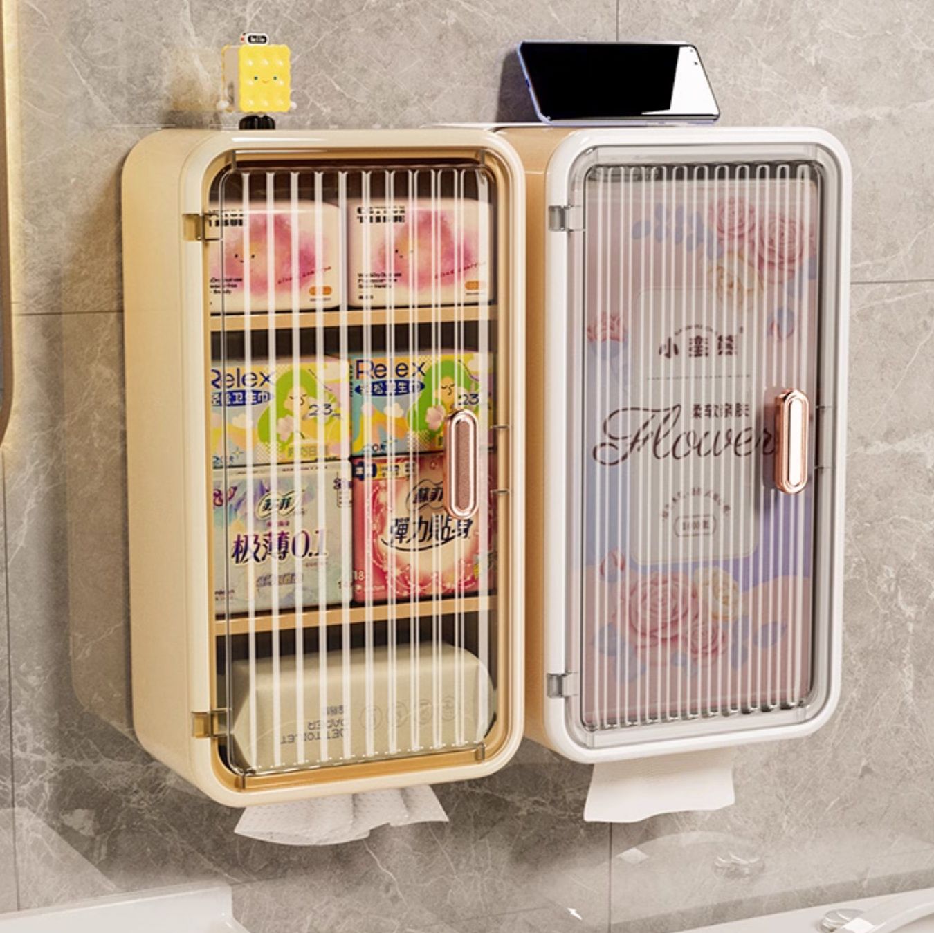 トイレ収納 レトロ冷蔵庫風トイレットペーパー収納