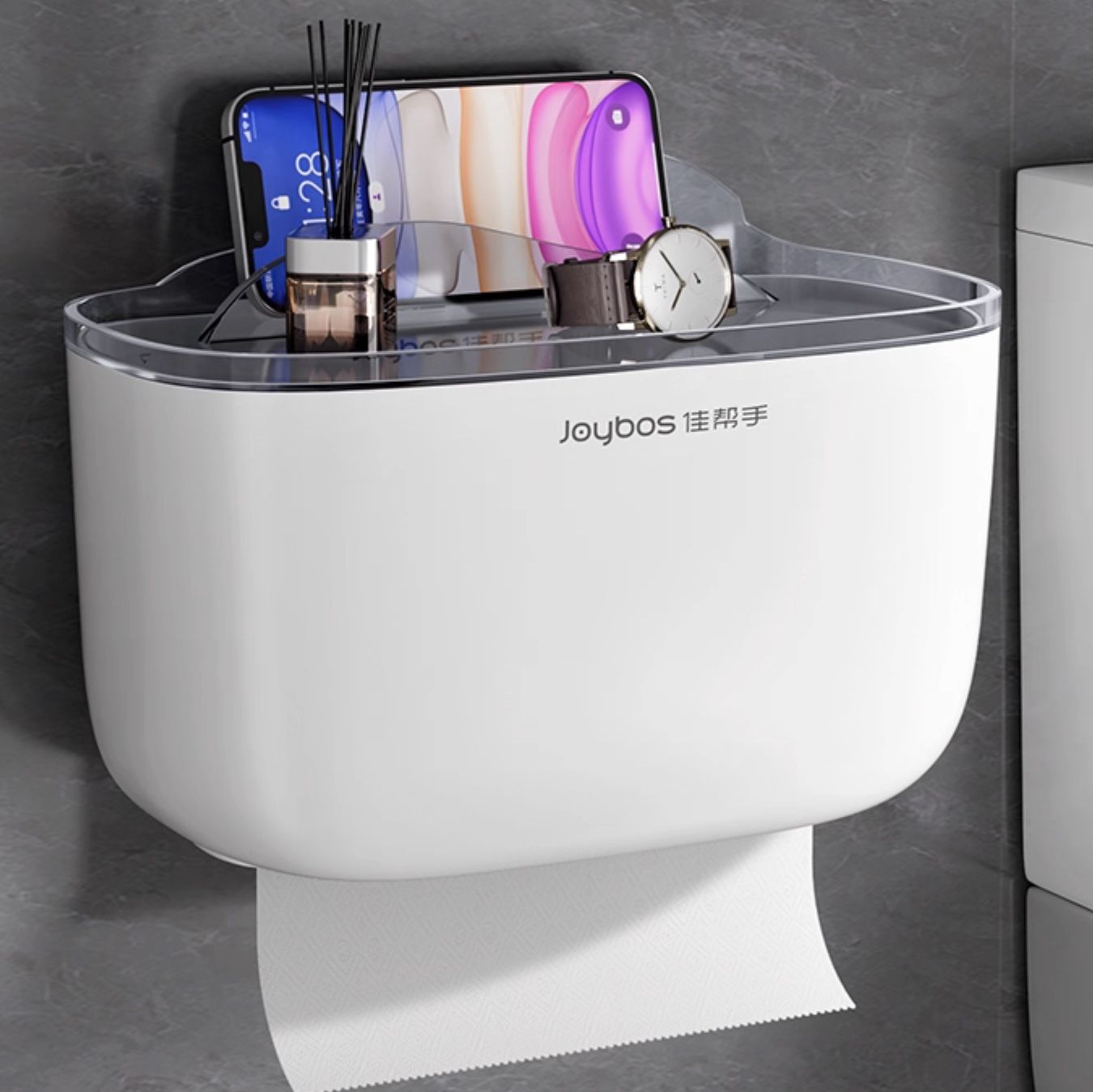 トイレ収納 多機能トレイ付きトイレットペーパーホルダー