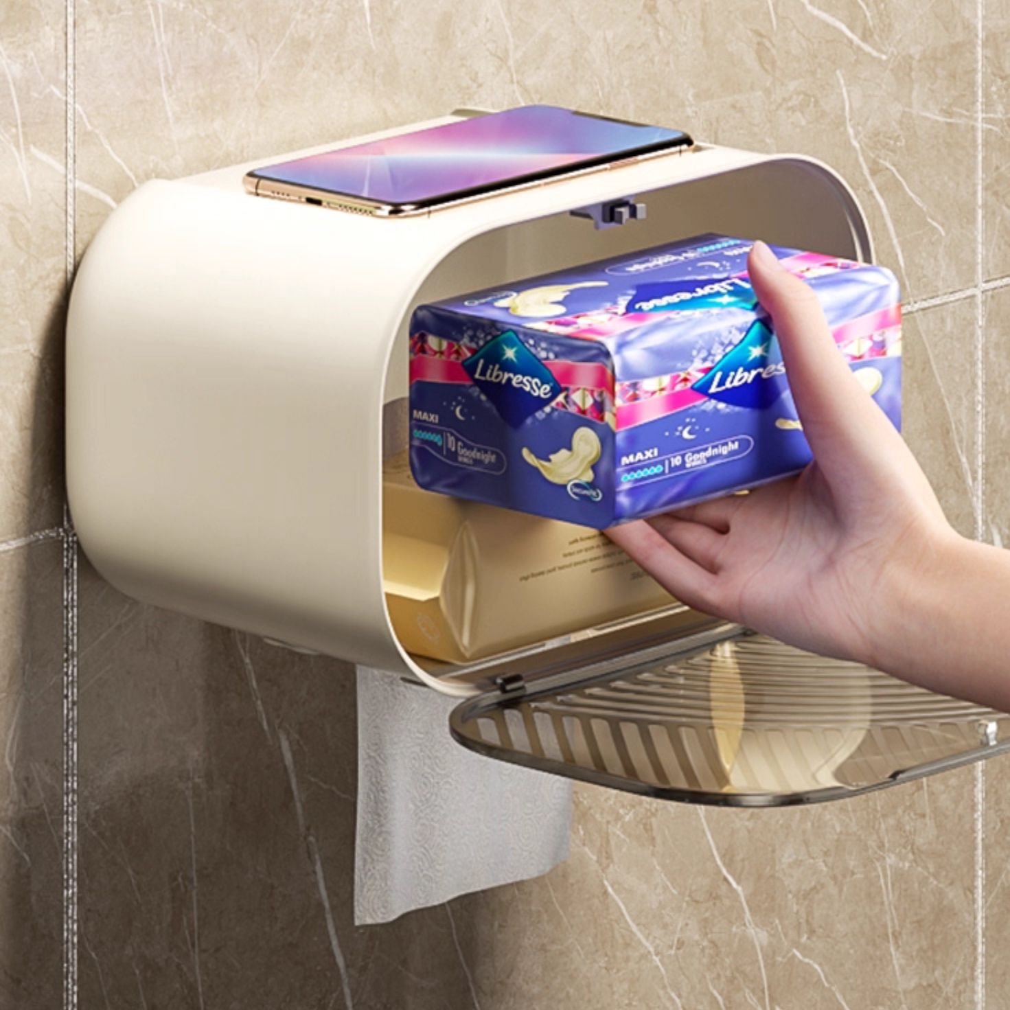 トイレ収納 多機能壁掛けトイレットペーパーホルダー