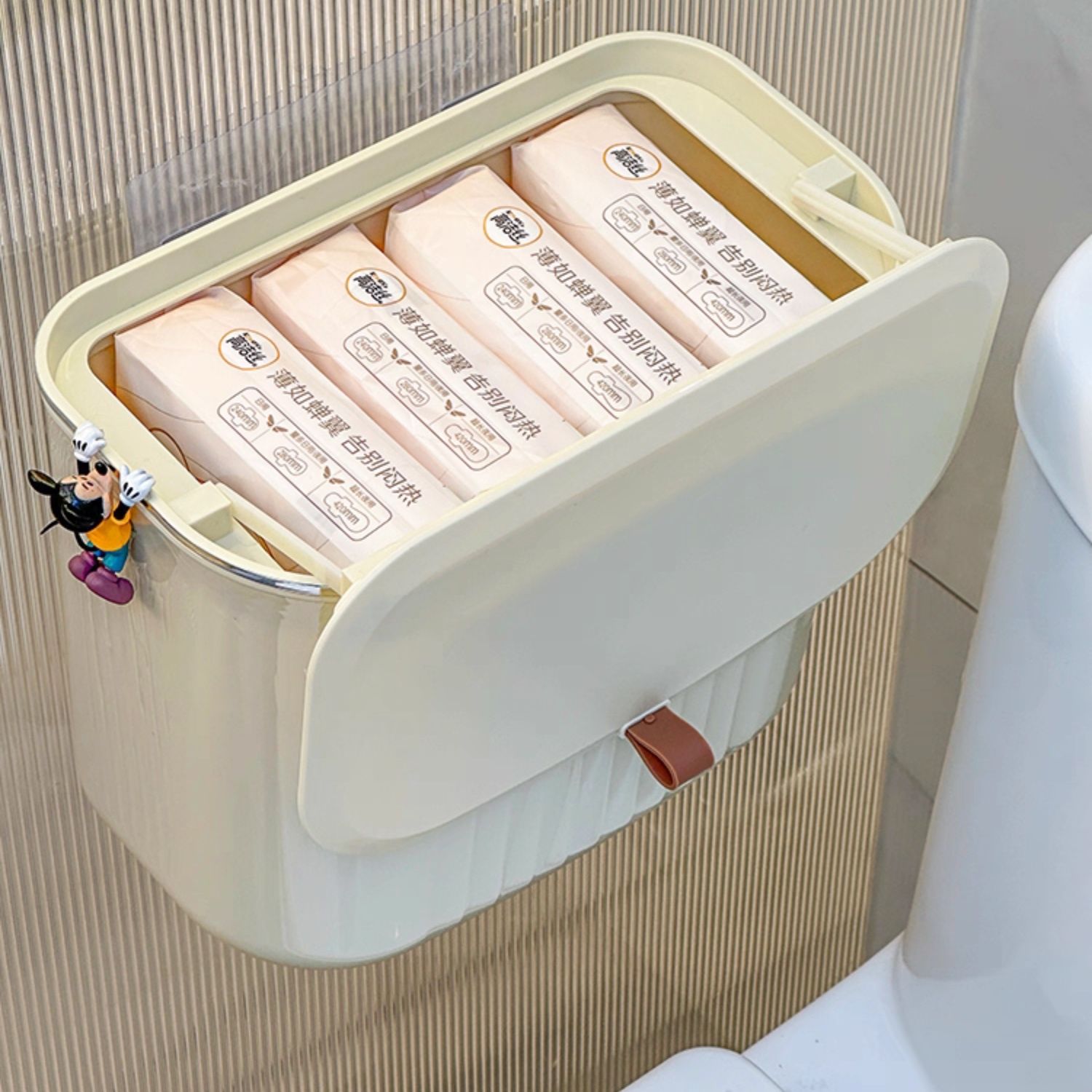 トイレ収納 壁掛け式キャラクター付きトイレットペーパー収納ケース