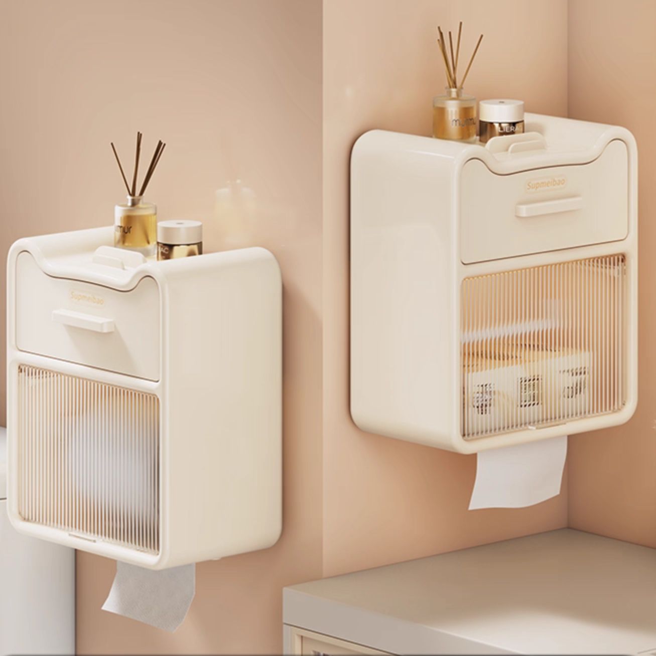 トイレ収納 多機能ウォールポケットペーパーホルダー