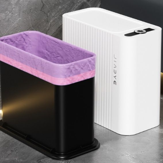 トイレ収納 縦縞模様付き蓋付き衛生用品収納箱