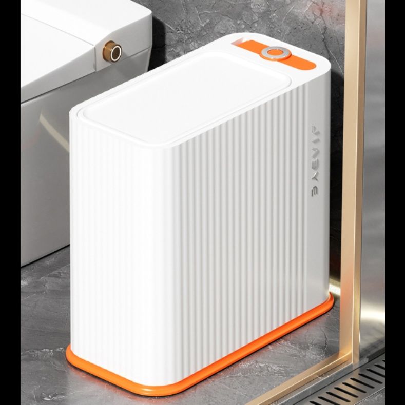 トイレ収納 縦縞模様付き蓋付き衛生用品収納箱