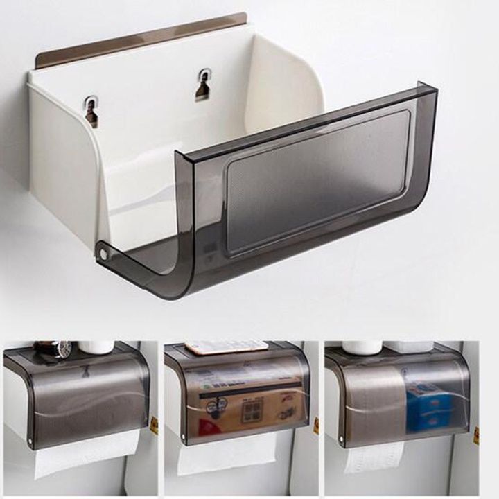トイレ収納 壁掛け式防水ペーパーホルダー収納棚付き