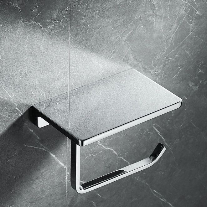 トイレ収納 壁付け二連紙巻器付き物置き棚