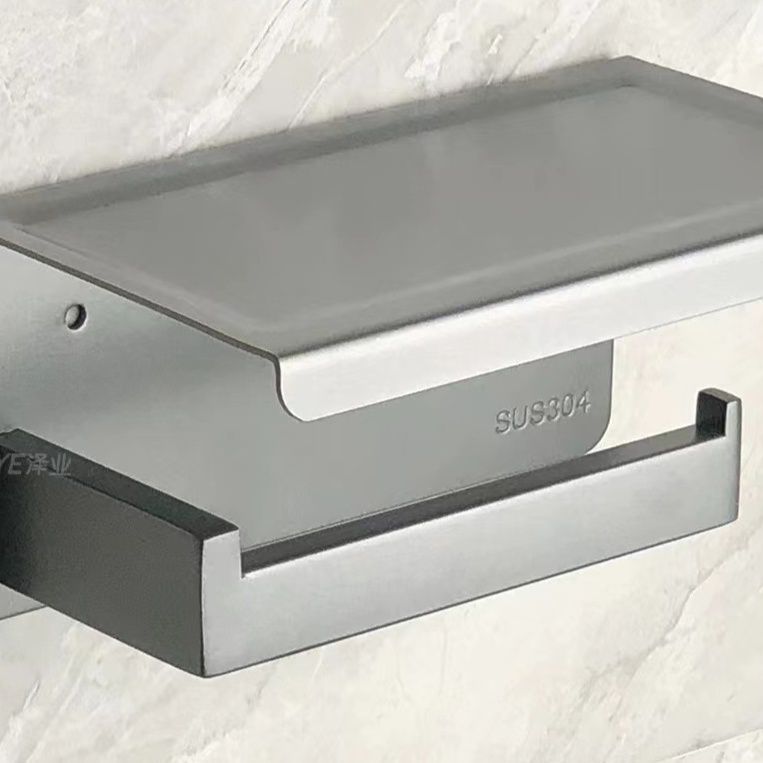 トイレ収納 壁掛け式トイレットペーパーホルダー付き上置き棚