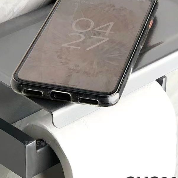 トイレ収納 壁掛け式トイレットペーパーホルダー付き上置き棚