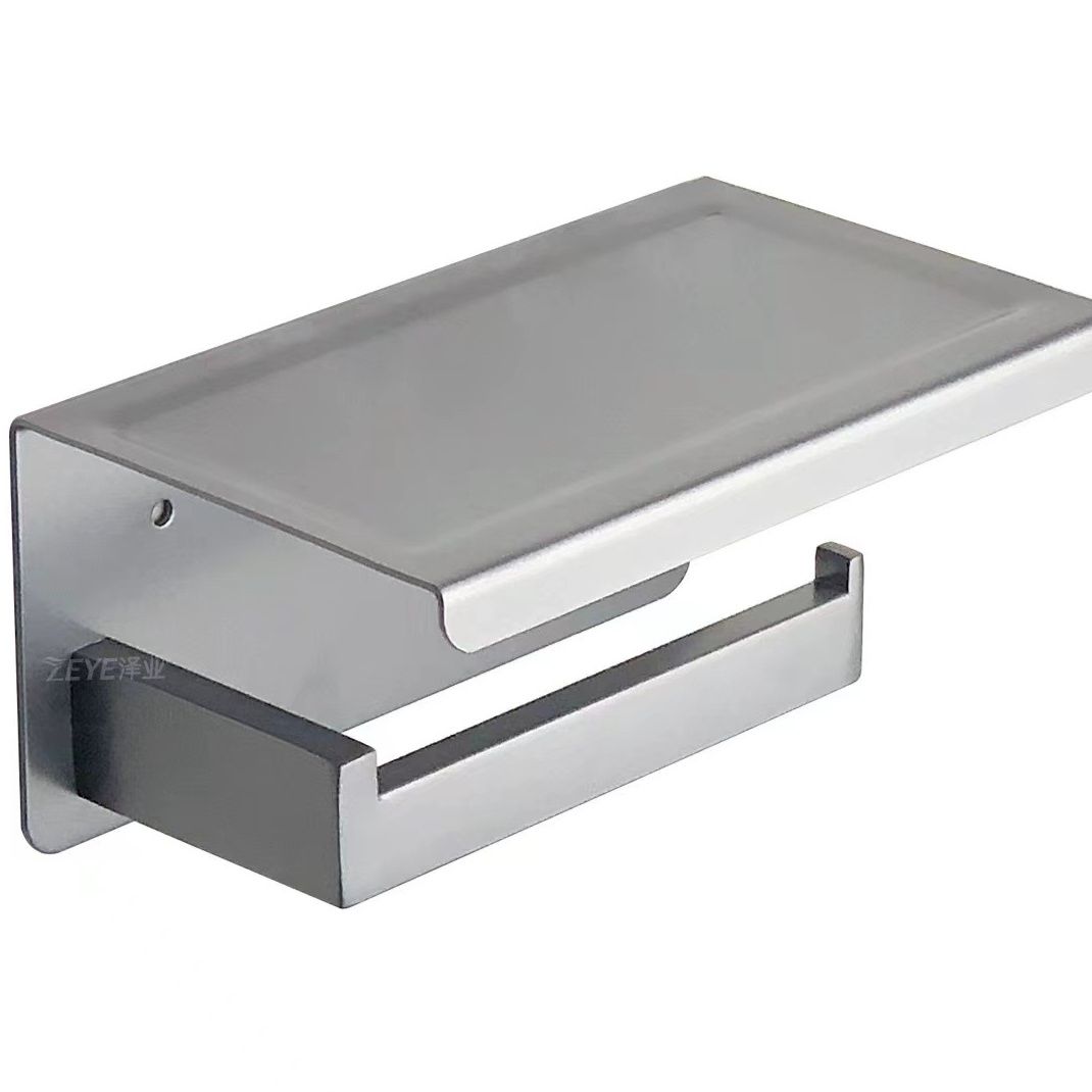 トイレ収納 壁掛け式トイレットペーパーホルダー付き上置き棚