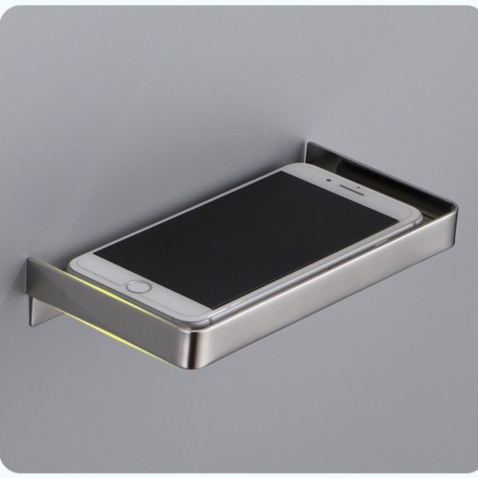 トイレ収納 壁掛け式ステンレス製浅型トレイ棚