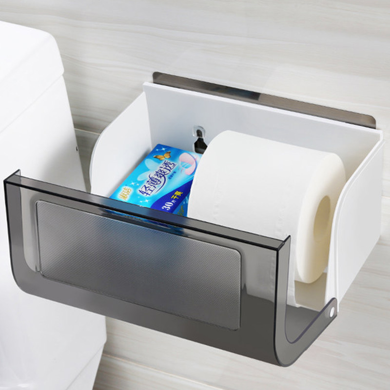 トイレ収納 壁掛け式防水ペーパーホルダー収納棚付き