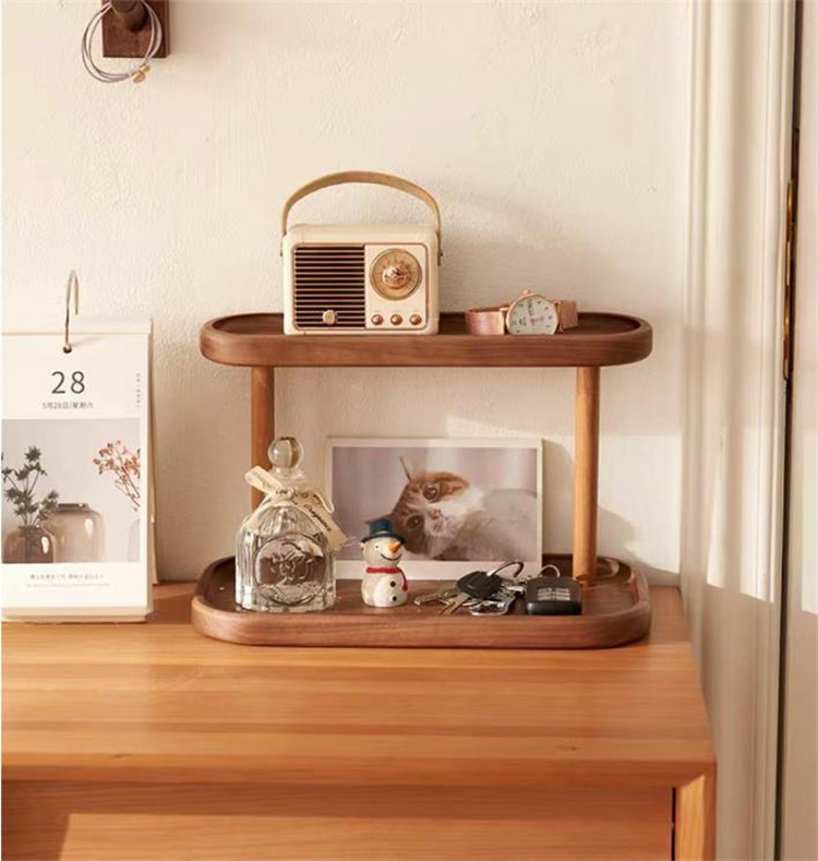 天然木製二段収納棚 多機能小物整理棚 トイレ収納対応