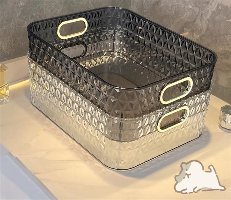 トイレ収納 透明収納かご 小物入れ おしゃれな取っ手付き収納ボックス