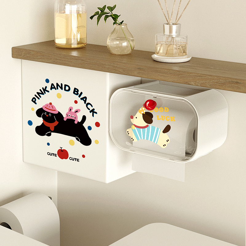 トイレ収納 かわいい動物柄トイレットペーパー収納棚