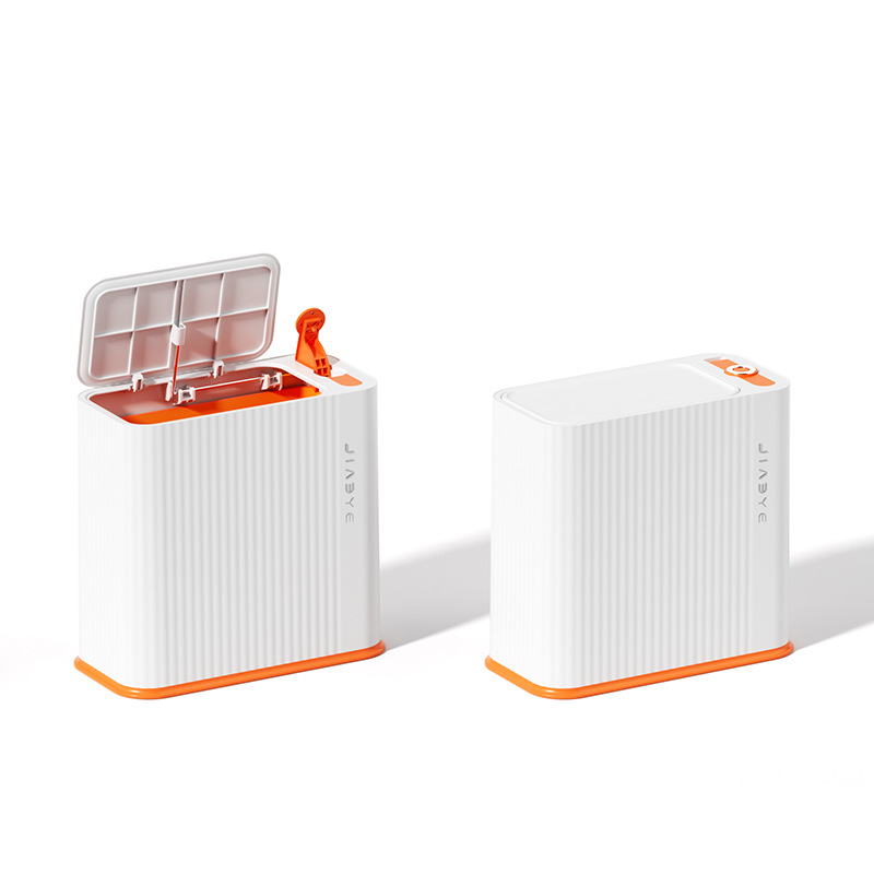 トイレ収納 縦縞模様付き蓋付き衛生用品収納箱