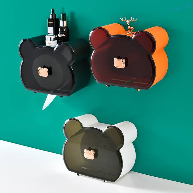 トイレ収納 くま型磁気吸着多機能ハンドペーパーケース