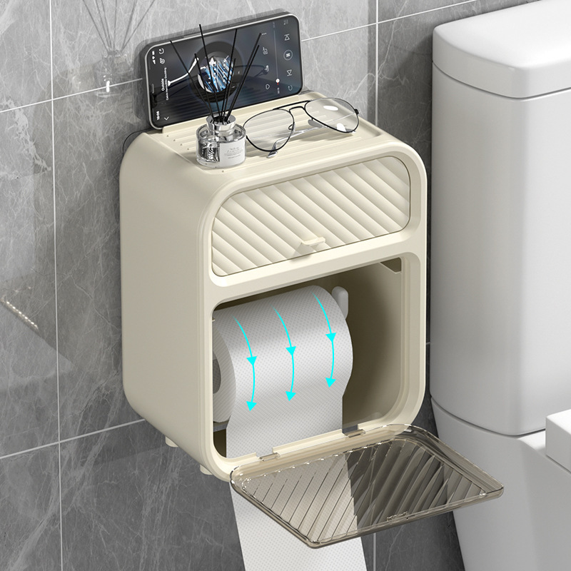 トイレ収納 省スペース壁掛けトイレットペーパーホルダー収納