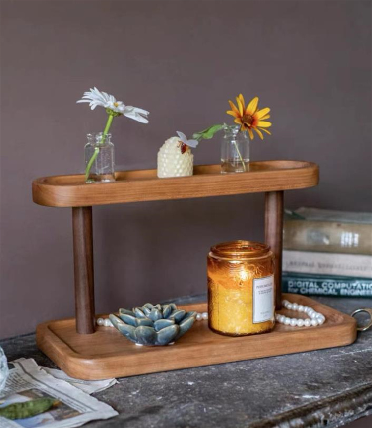 天然木製二段収納棚 多機能小物整理棚 トイレ収納対応