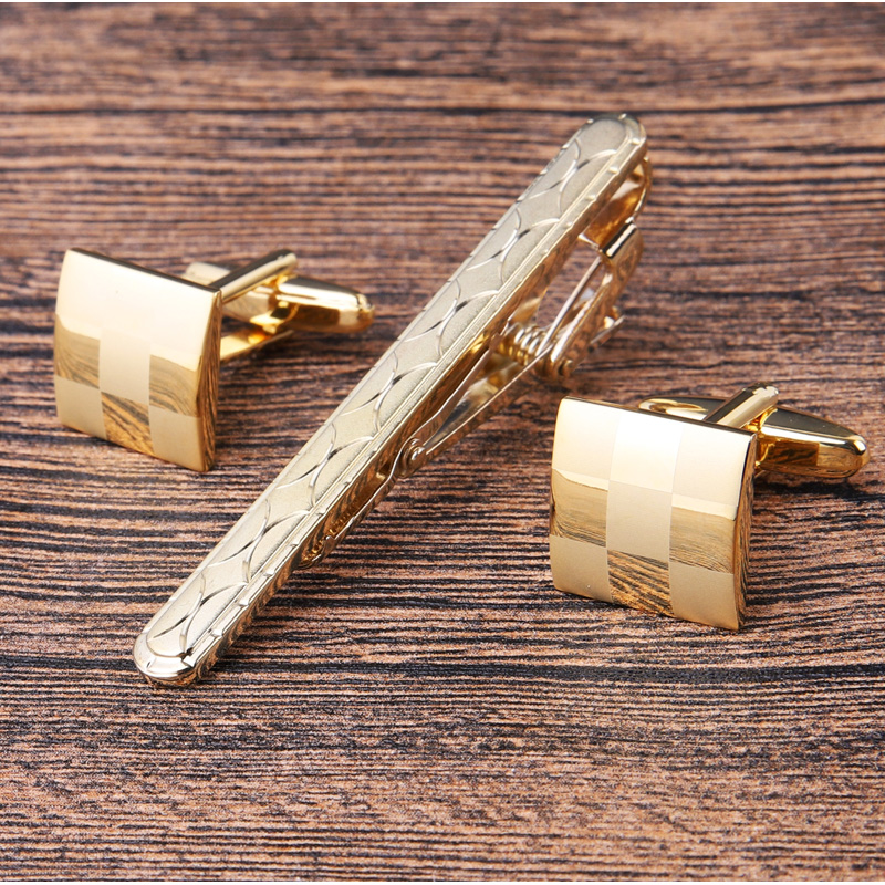 ネクタイピン 高級幾何学模様ネクタイピン袖口留めセット
