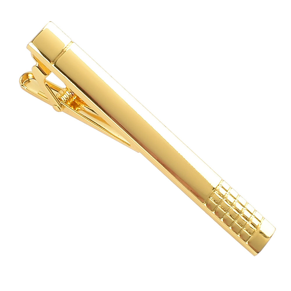 ネクタイピン 格子模様装飾付き上品金製ネクタイピン