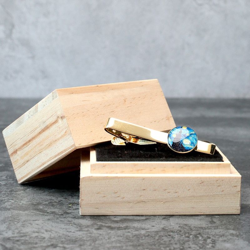 ネクタイピン 宇宙模様天然石付き高級ネクタイピン