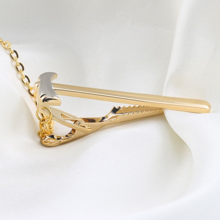 ネクタイピン 錨型チェーン付きネクタイピン