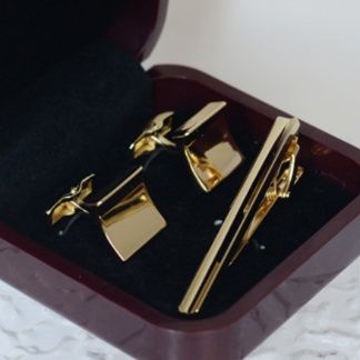 ネクタイピン 高級金属製正方形カフスボタンネクタイピン三点組