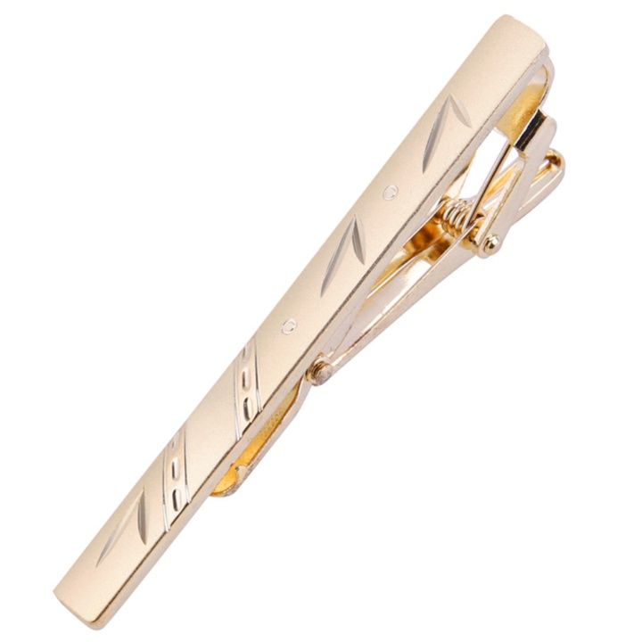 ネクタイピン 斜線模様彫刻入り金製ネクタイピン