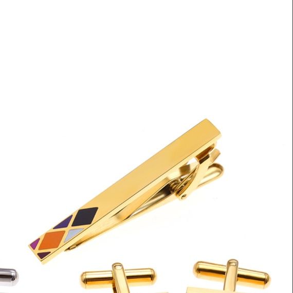 ネクタイピン 幾何学模様エナメル装飾ネクタイピン