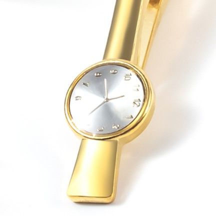 ネクタイピン 高級時計付き装飾石入りネクタイピン