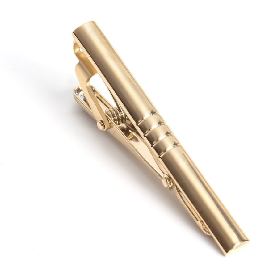 ネクタイピン 横縞装飾ネクタイピンとカフスボタンセット