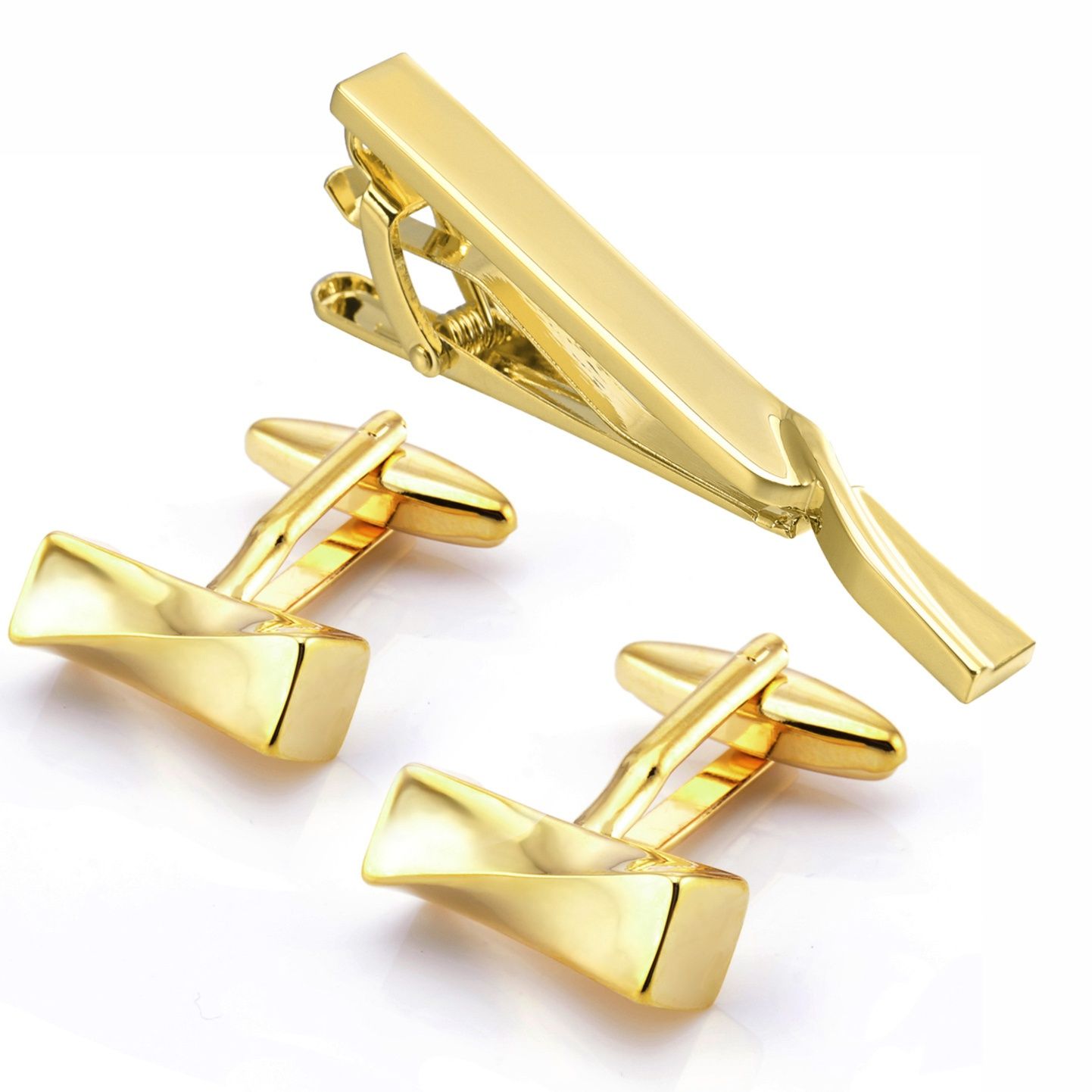ネクタイピン 高級感漂う金製ネクタイピンとカフス三点セット