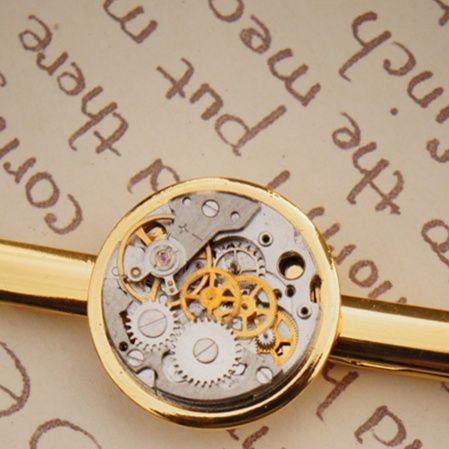 ネクタイピン 精密機械式歯車デザイン円形ネクタイピン