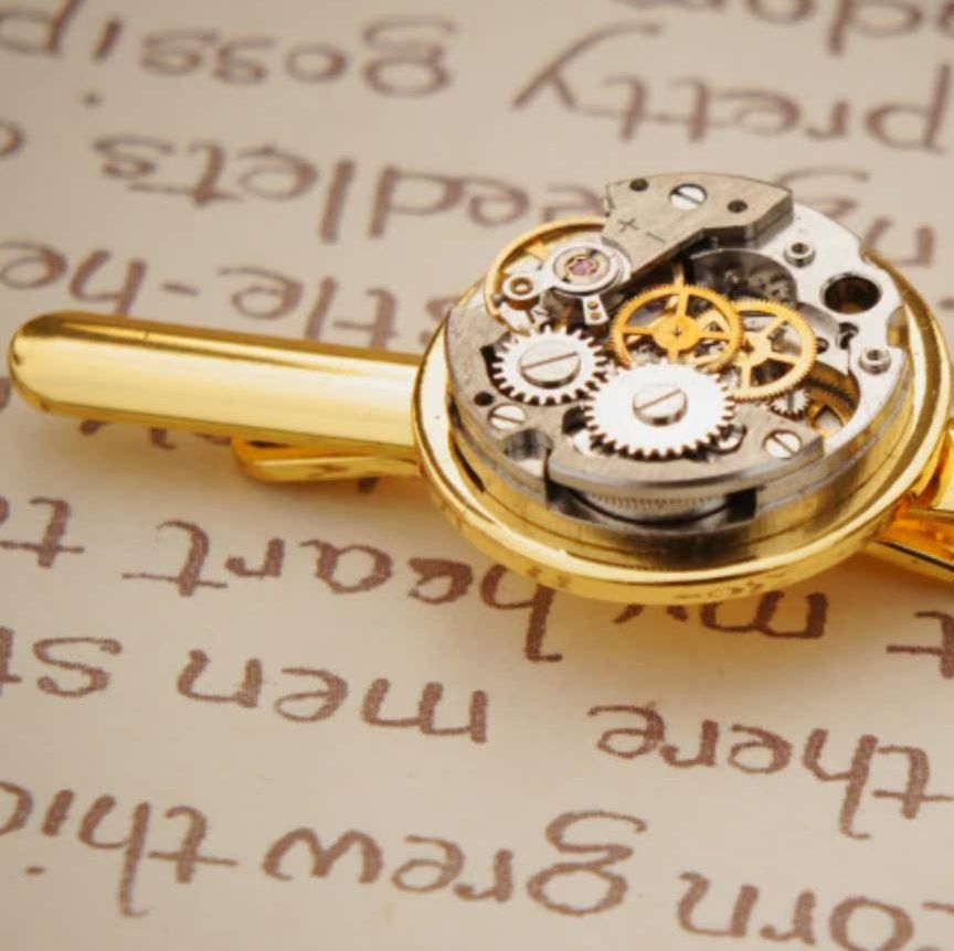 ネクタイピン 精密機械式歯車デザイン円形ネクタイピン