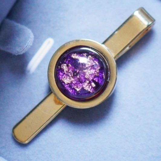 ネクタイピン 宝石風装飾円形金製ネクタイピン