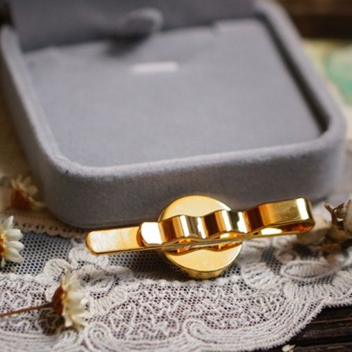 ネクタイピン 宝石風装飾円形金製ネクタイピン